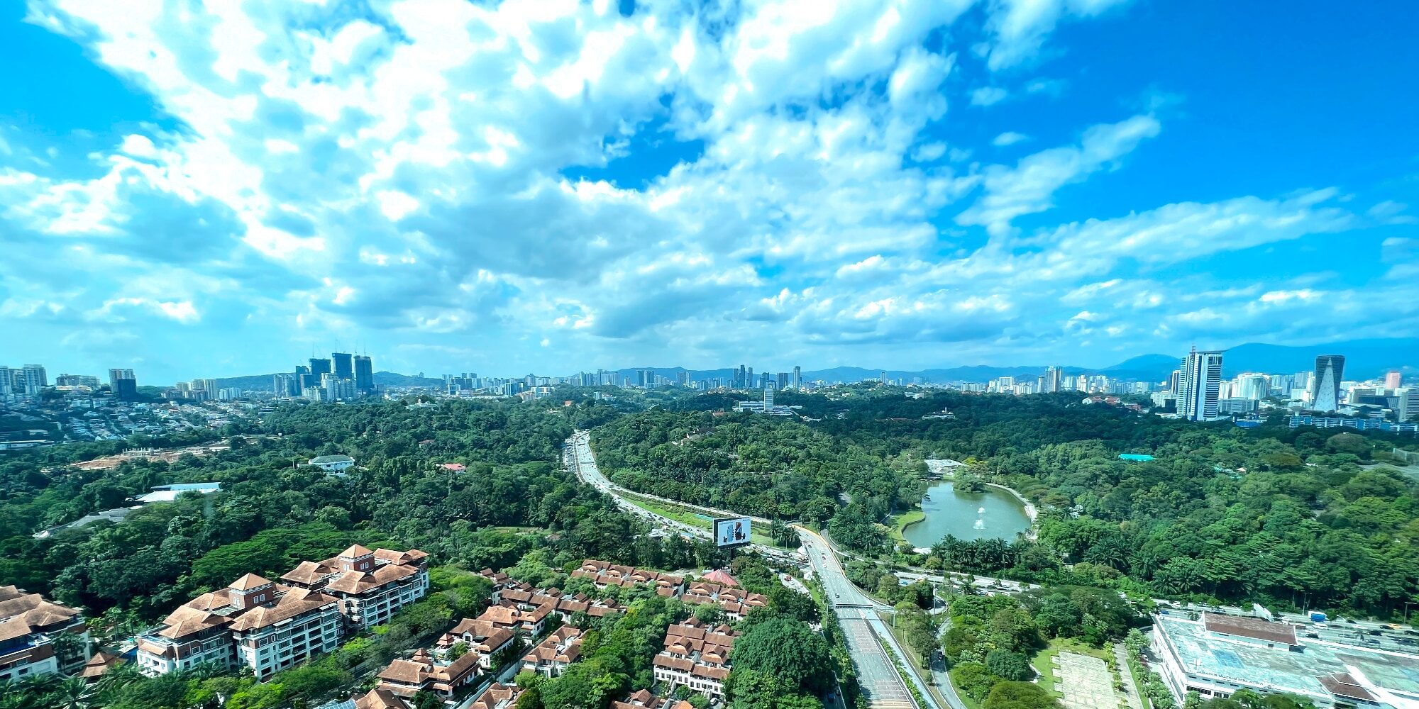 Wide angle view of the city of Kuala Lumpur from a high building